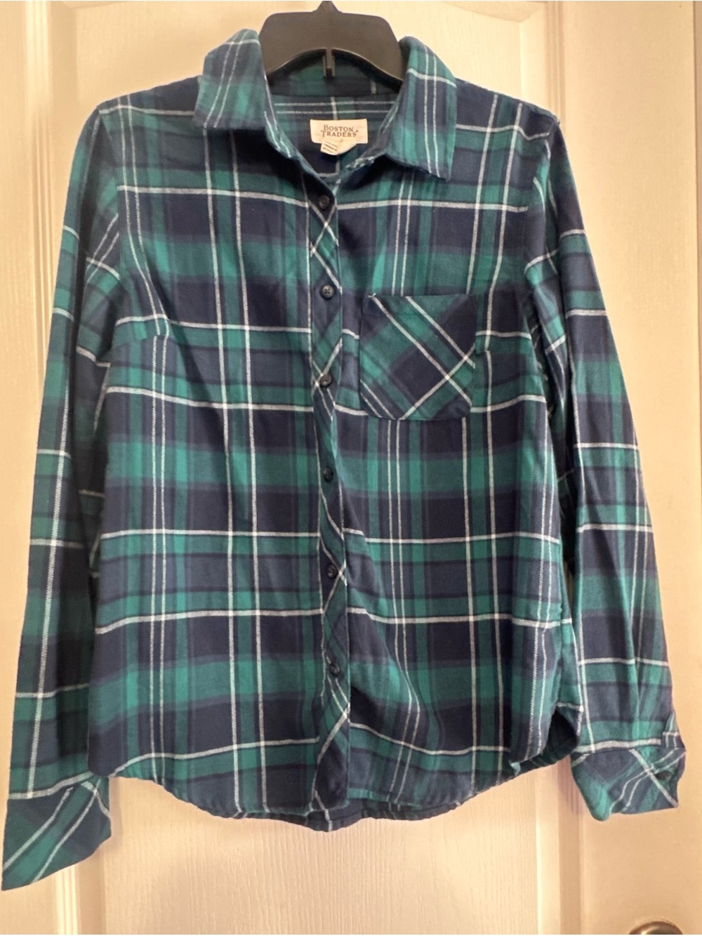 Boston Traders Navy & Teal Plaid Button-Down Shirt